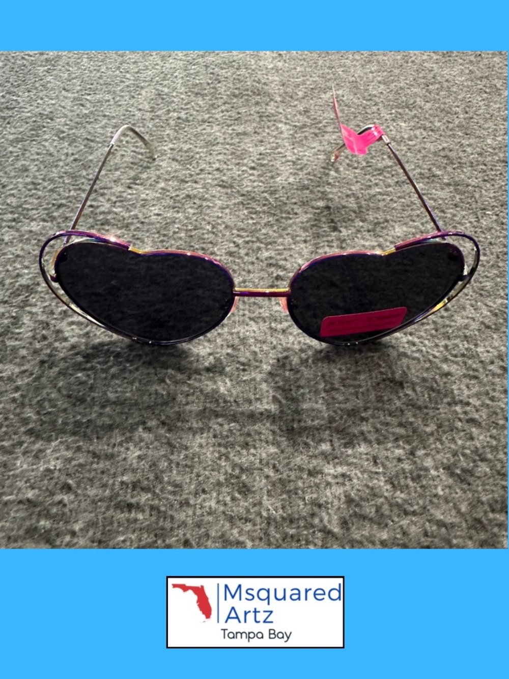 Betsey Johnson Heart Shaped Sunglasses Purple Pink Metal Frame NWT 100% UV